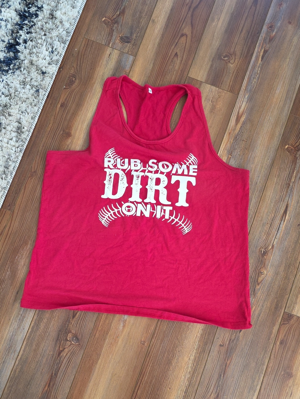 Red Graphic Tank Top "Rub Some Dirt On It"